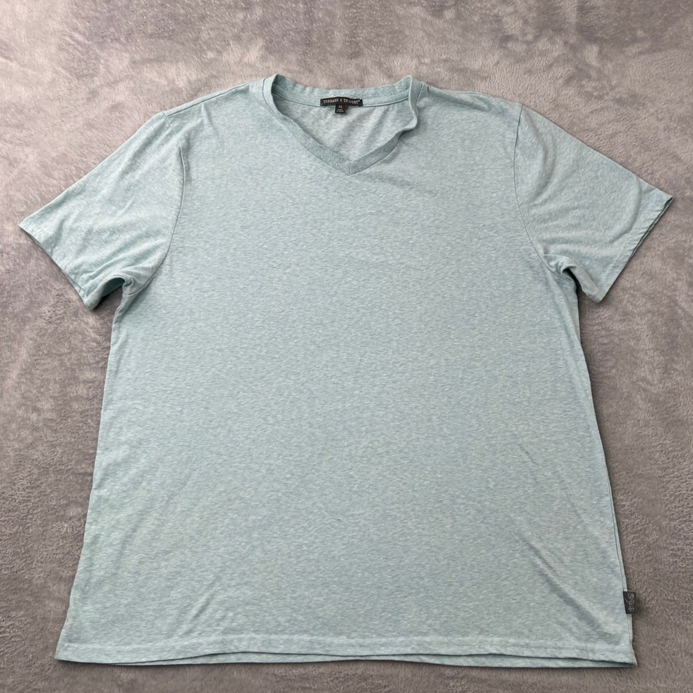 Threads 4 Thought Heathered V-Neck T-Shirt Size XL Light Blue Mens Casual Tee